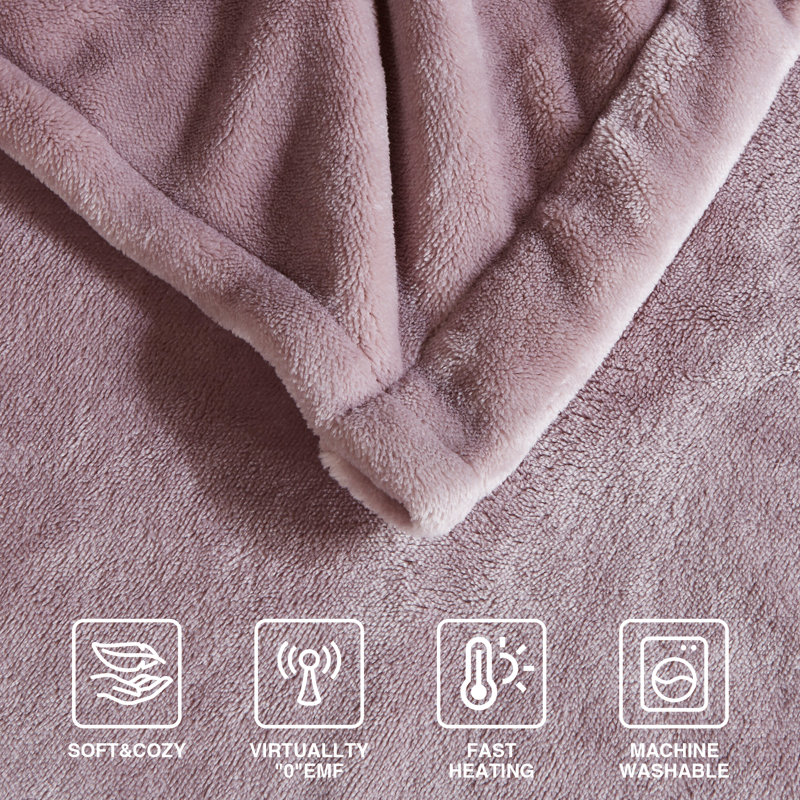 Heated Plush Ultra-Soft Electric Blanket, Full, Lavender