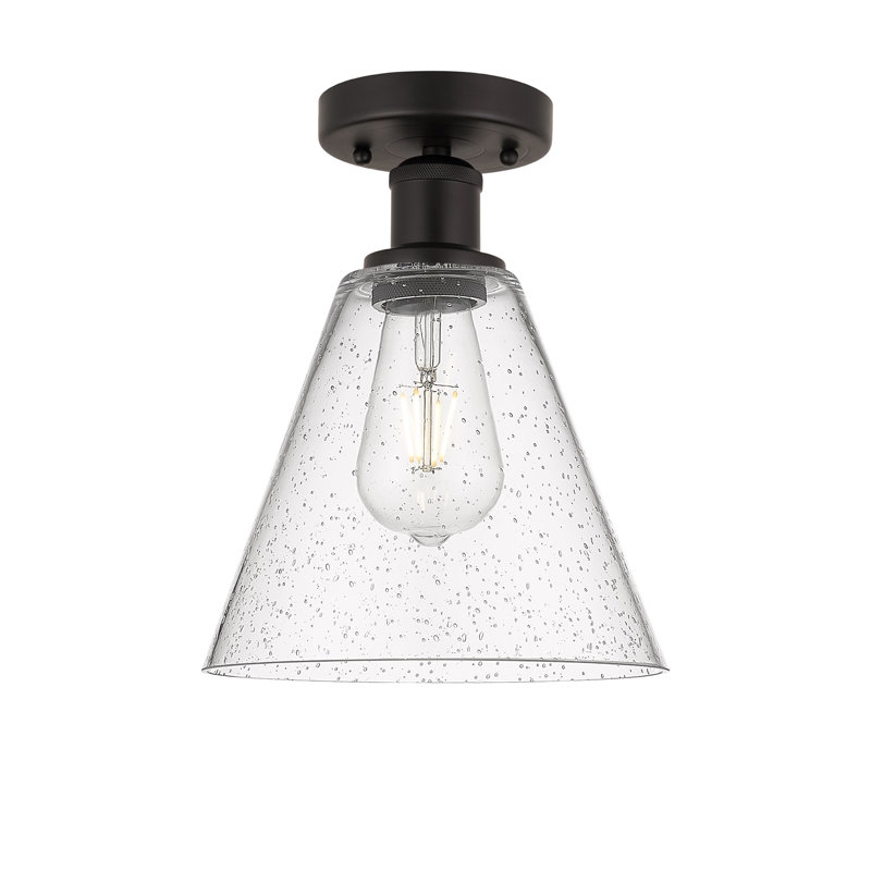 Anirud Glass Semi Flush Mount, 11.75" H x 8" W x 8" D, Oil Rubbed Bronze