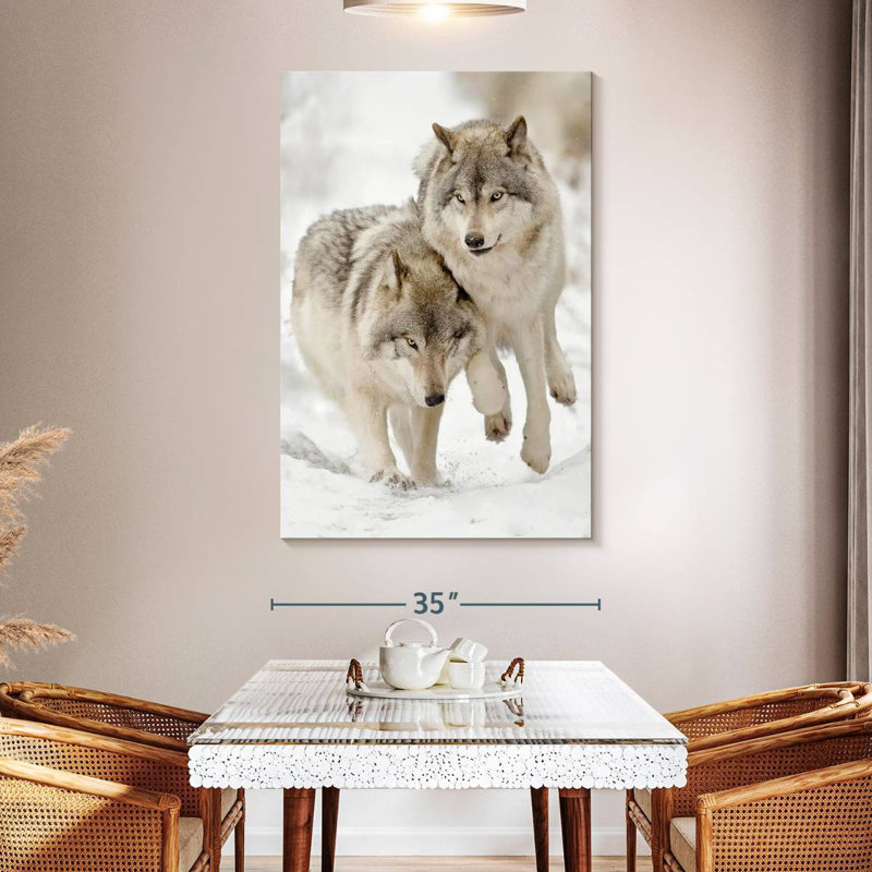 Brampt Playful Gray Wolves, 51" H x 34" W