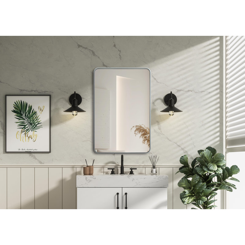Erath Contour Metal Mirror, Silver, 42" x 28"