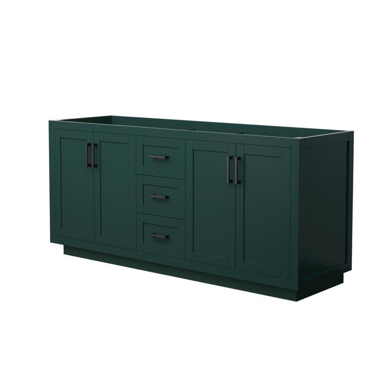Miranda 71" Freestanding Double Bathroom Vanity Base Only, Dark Green /Black