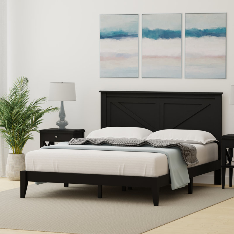 Marksbury Solid Wood Bed, Black, Queen