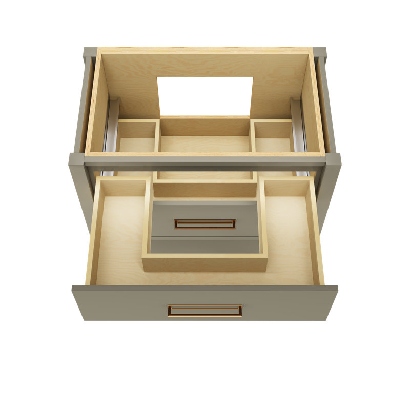 Kiawah Two-Drawer Single Bath Vanity, French Olive, Satin Gold, 36"