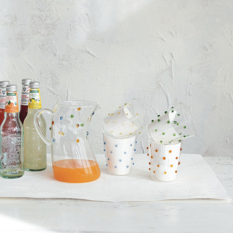 Ensemble de verres à pois en borosilicate