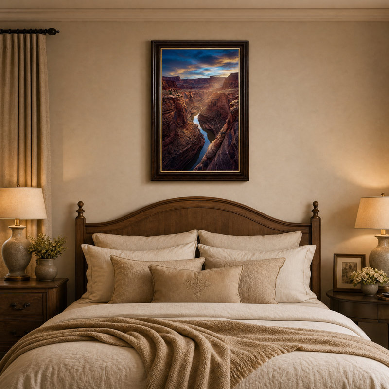 «Winding River Through Red Rock Canyon», art mural, H 24 po x l 16 po