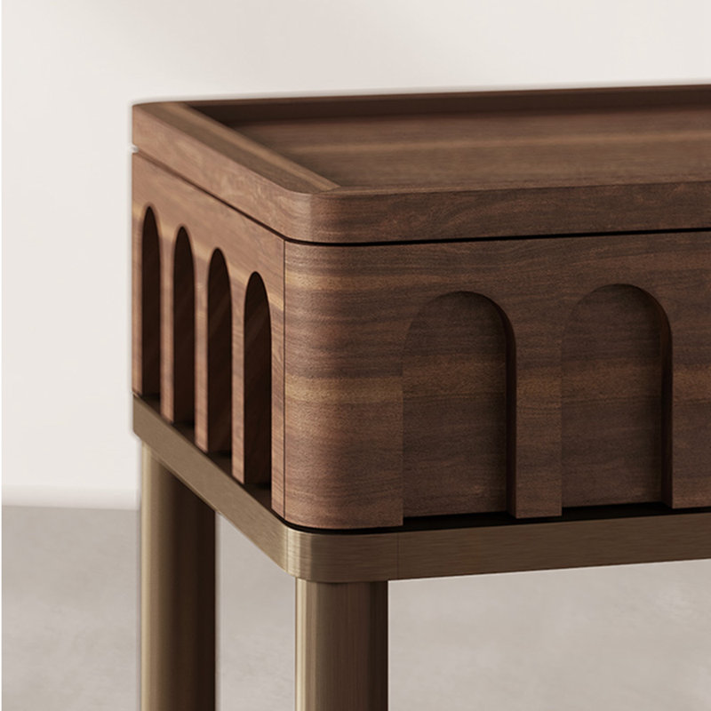 Console en acier inoxydable de style médiéval, H 31,8 po x l 47,2 po x P 13,7 po