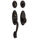 Landon Handleset with Single Cylinder Deadbolt and Door Knob and Rosette