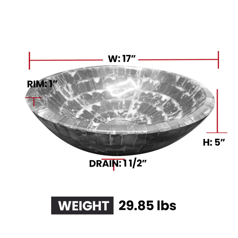 Handmade Round Gemstone Bathroom Sink, 17" Vessel Sink, Dark Green