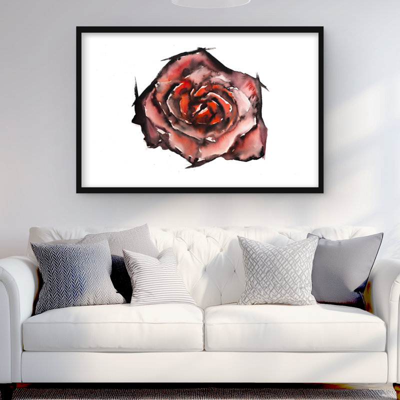 Aquarelle rose - Bureau romantique, impression encadrée