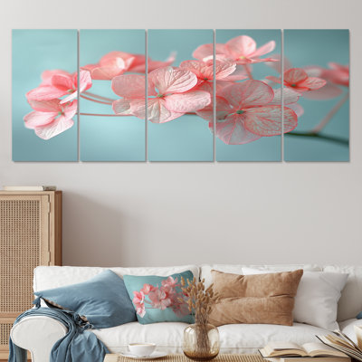 Cristal, rose, bleu, hortensia, charme délicat - ensemble d'hortensias muraux