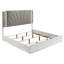 Collection de chambre à coucher grand luxe Monaco avec finition blanche ultrabrillante, accents de marbre gris et éclairage à DEL intégré-823286605-823286606
