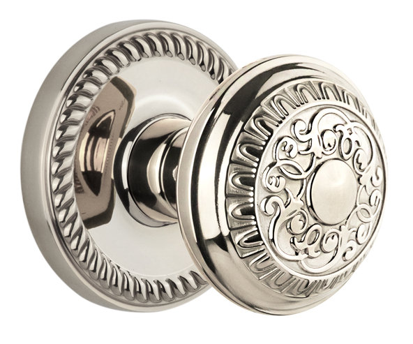Grandeur Newport Rosette Double Dummy with Windsor Door Knob, Polished Brass, N/A, Double Dummy