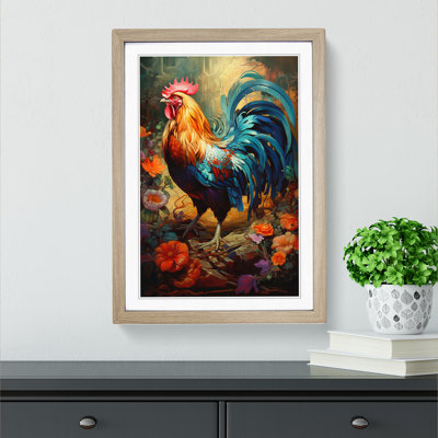 Rooster Tachisme 1 Piece Single Picture Frame Wall Art