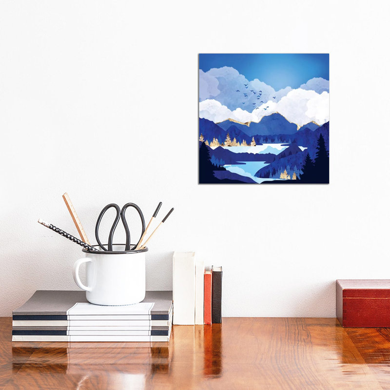 «Blue Lake», reproduction d'impression, Toile tendue, Pas de tapis, H 12 po x l 12 po x P 0,75 po