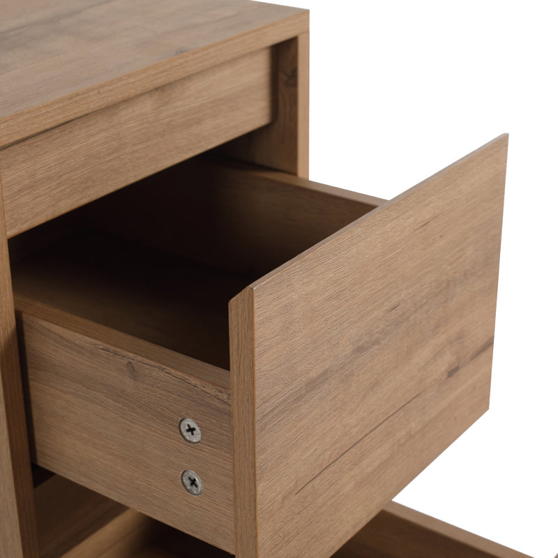 Meuble-lavabo double 84 po avec lavabo en céramique et conception sans poignée, 84", Bois naturel