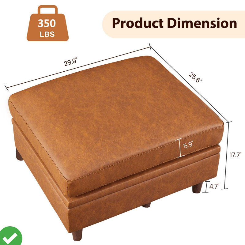 Module de repose-pieds carré brun avec rangement pour canapé-lit modulaire