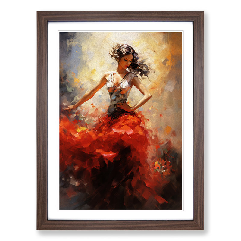 Flamenco dancer Impressionism - Framed Print, Walnut, 64cm H x 46cm W x 2cm D