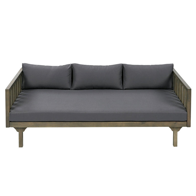 Acacia Wood  Patio Lounge Sofa, Grey wood Arm