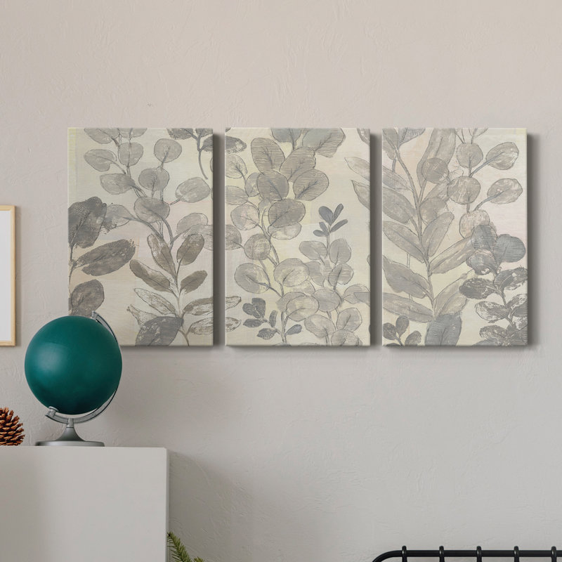 Motif de feuilles II - Toile tendue avec châssis de qualité supérieure - Prêt à être accroché, H 36 po x l 72 po x P 1 po