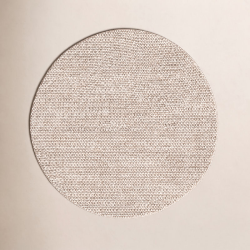Tapis beige fait à la main Elle, Rond 12 pi