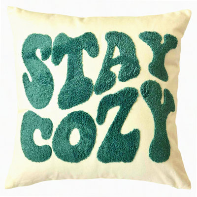 CozyChic Embroidered Throw Pillow Cover - Decorative Cushion Case - Stay Cozy Home Decor - Soft Cozy Accent Pillow Cover - Cozy Home Accessories