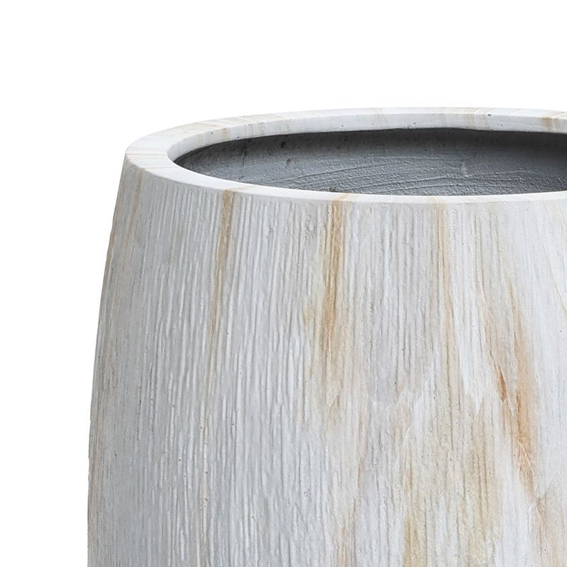 Ensemble de pots de fleurs ronds 15 pièces P 15,8 po, blanc brun imitation marbre avec trou de drainage, Gray