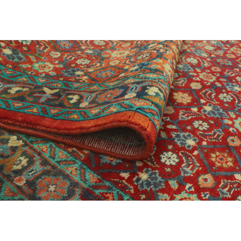 One-of-a-Kind 3'10" x 9'10" 1980s Runner Wool Area Rug in Brown and Green