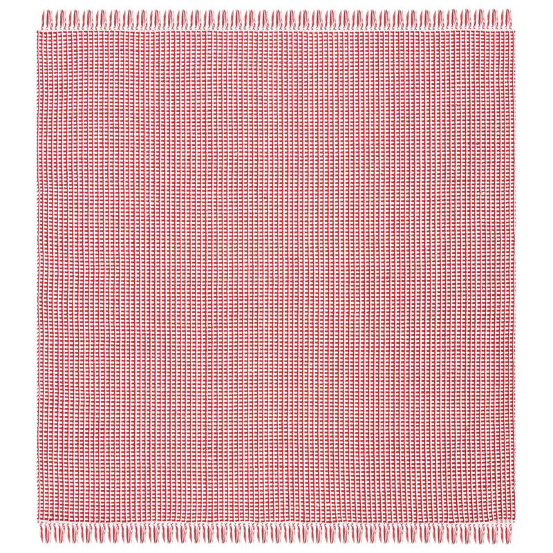 Tapis géométrique en coton tissé à la main Melaina, Carré 4 pi
