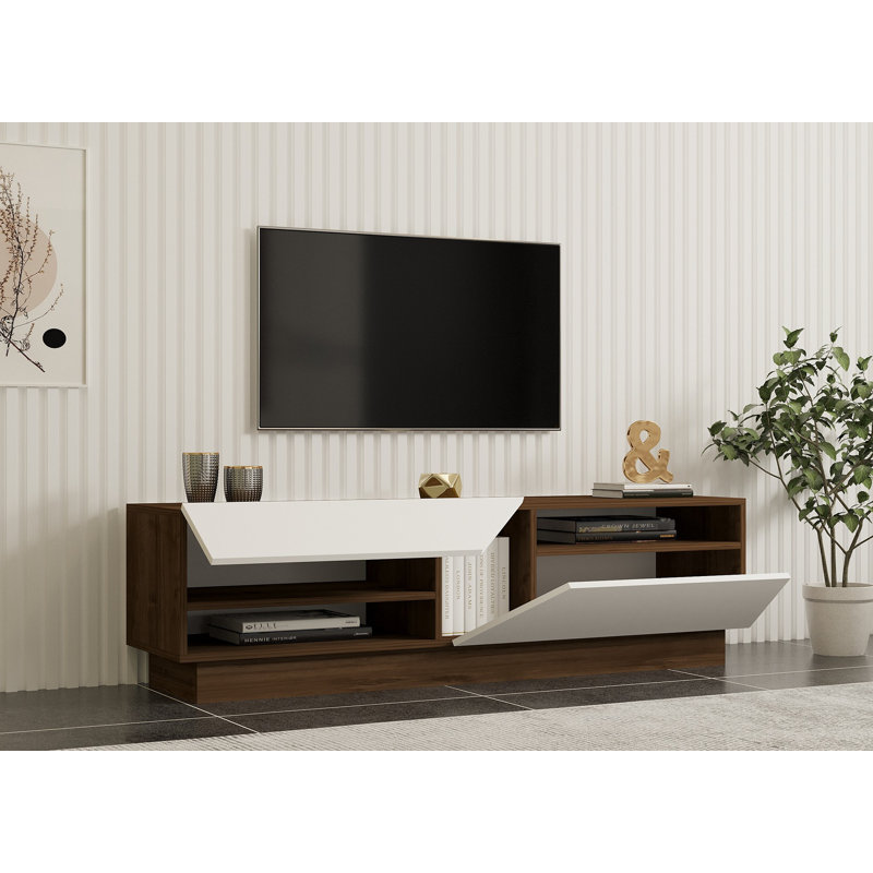Alandra TV Stand for TVs up to 60", White/Walnut