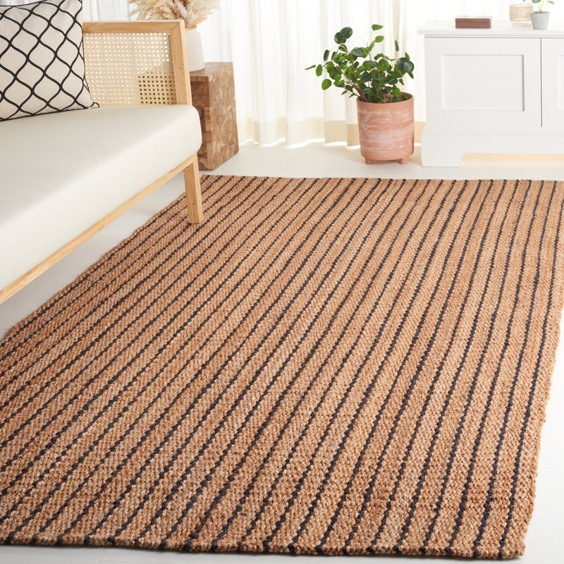 Lyster Beach Jute & Coir Striped Rug in Brown, Rectangle 5' x 8'
