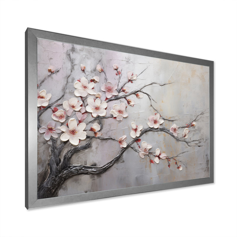 Fleur de pommier harmonie - impression, Cadre photo argenté, H 16 po x l 32 po x P 1 po