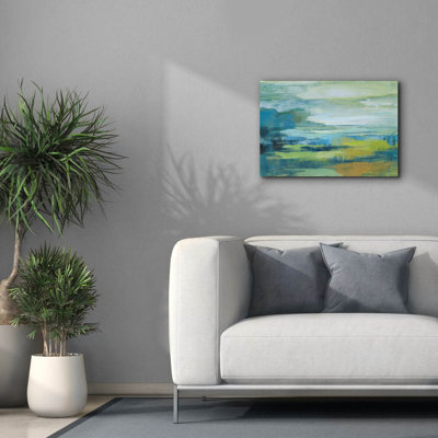 «Epic Graffiti« Early Spring Lake »par Silvia Vassileva, art mural sur toile, 26 po x 18 po