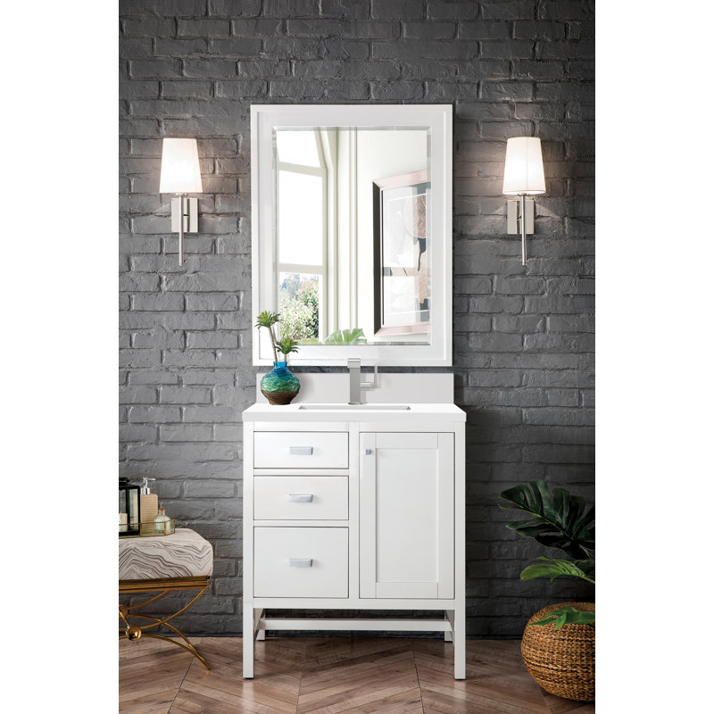 Weston Flat Solid Wood Beveled Wall Mirror, Silver Gray, 40" H x 29" W