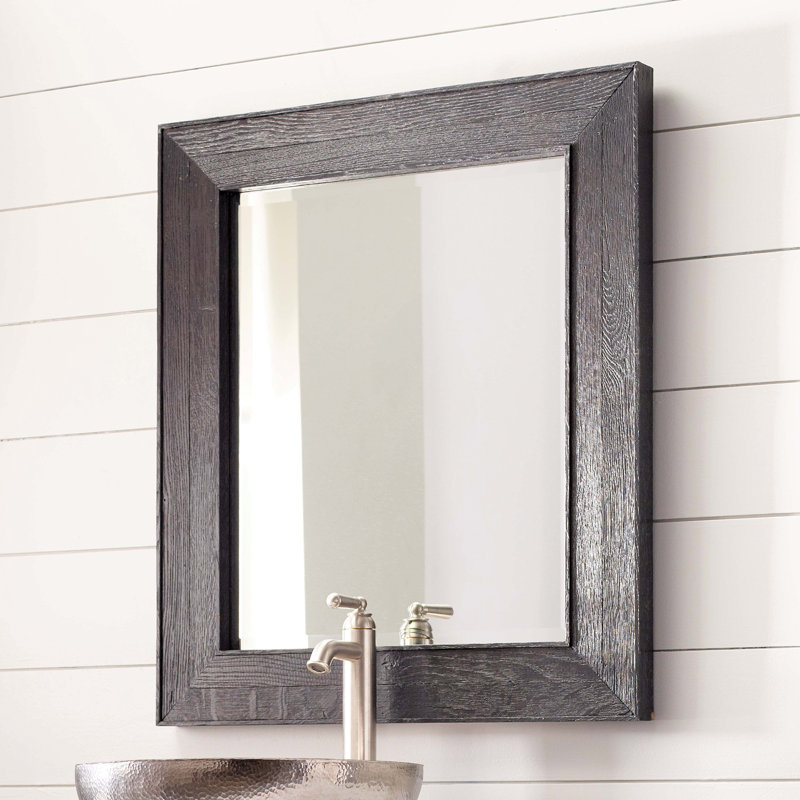 Vintner Rustic Beveled Bathroom Mirror, Noir