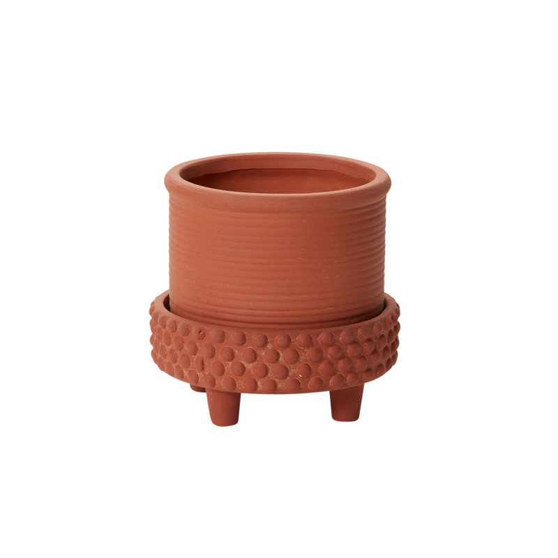 Hendrikka Handmade Ceramic Pot Planter, 6" H x 6.25" W x 6.25" D, Terracotta