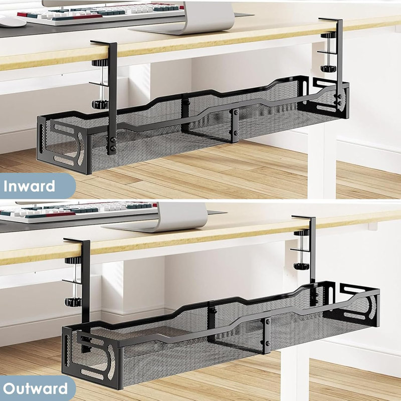 Gestion des câbles sous le bureau sans perceuse, organisateur de câbles en métal avec pince pour bureau debout, organisateur de câbles pour bureau à domicile