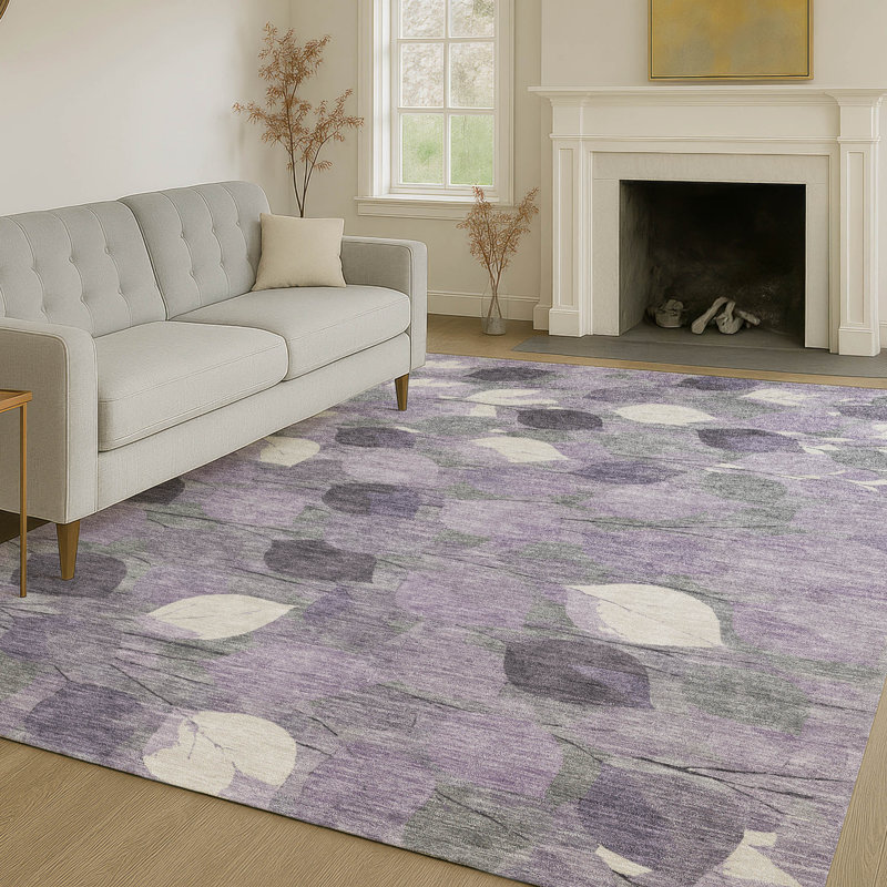 Machine Washable Indoor/Outdoor Chantille ACN2444 Floral Rug, 5' x 7'6", Purple