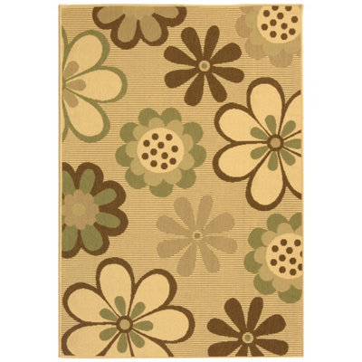 Tapis intérieur / extérieur à motif floral naturel / brun / olive Herefordshire