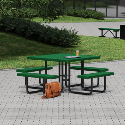 Leisure Craft 46" Square Outdoor Picnic Table with 4 Bench Seats