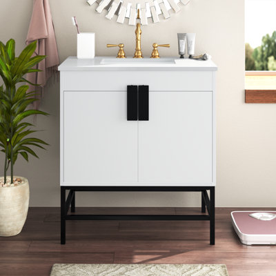 Corley 30'' Single Bathroom Vanity with Engineered Marble Top