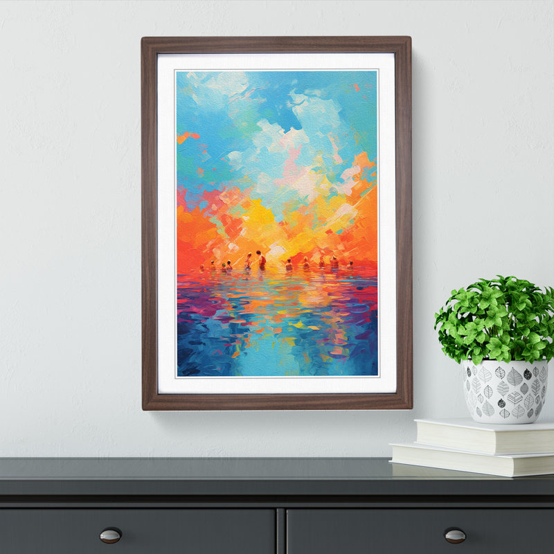 Swimming Colour Field No.2 - Framed Print, Walnut, 34cm H x 25cm W x 2cm D