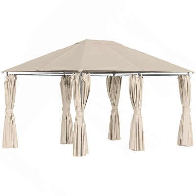 10' X 13' Outdoor Patio Gazebo Canopy Shelter With 6 Removable Sidewalls, & Steel Frame