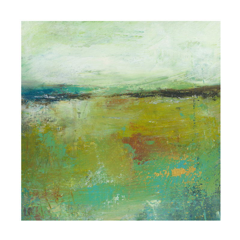 Art mural sur toile tendue - Lesley Birch «Turquoise and Gold 1», décoration murale pour le salon, la chambre à coucher ou le bureau - 18 x 18