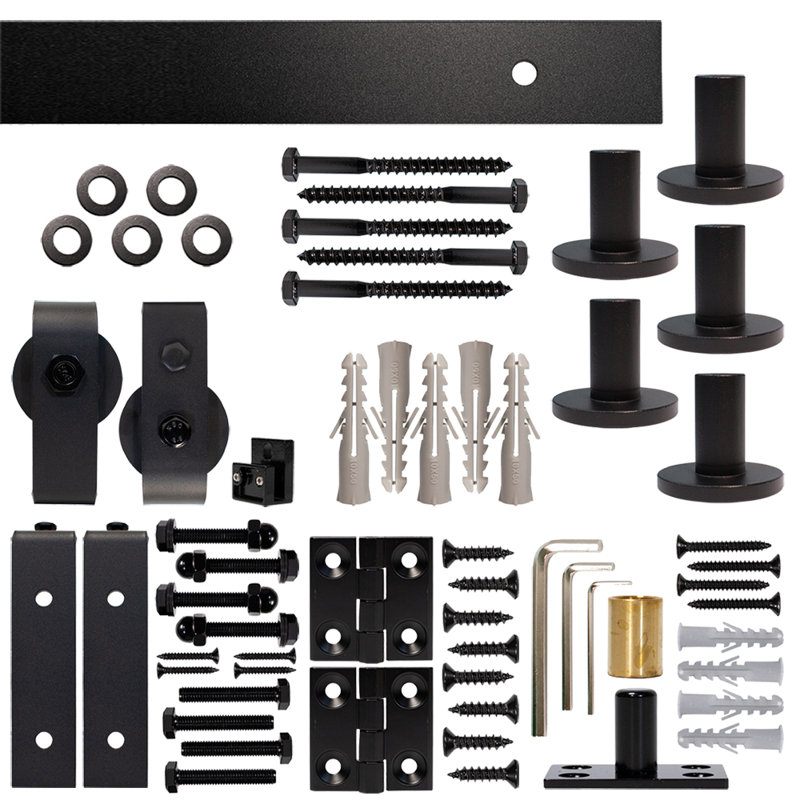 Black 75" Bi-Fold Sliding Barn Door Track and Hardware Kit