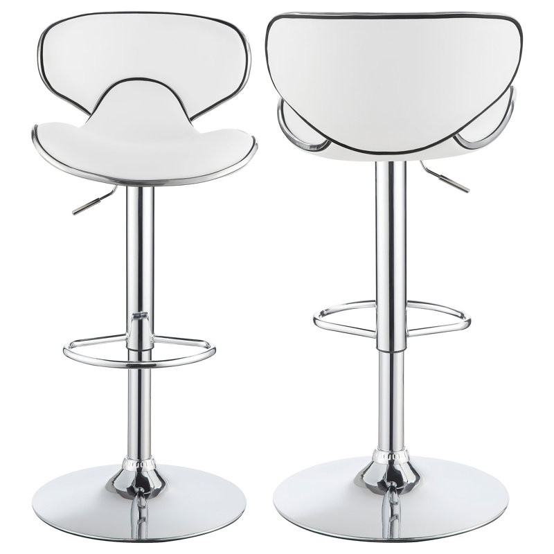  Edenton Upholstered Adjustable Bar Stool White (Set of 2)