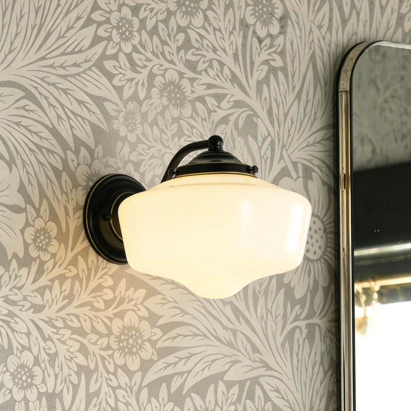 Layla 1 - Light 9.3" W Schoolhouse Glass Wall Sconces, Matte Black