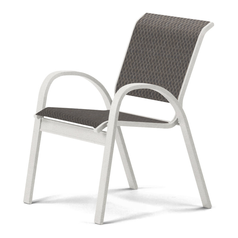 Aruba 1 Outdoor Dining Armchair, Textured Snow, Coffee Bean