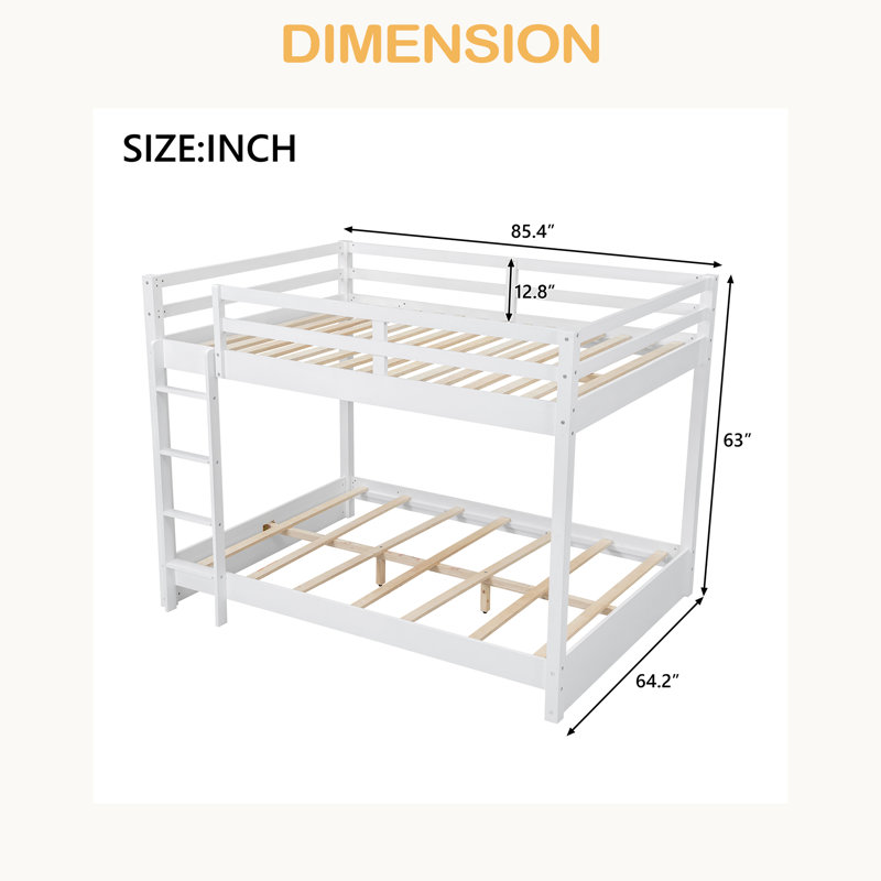 Lit superposé en bois grand avec échelle, Blanc
