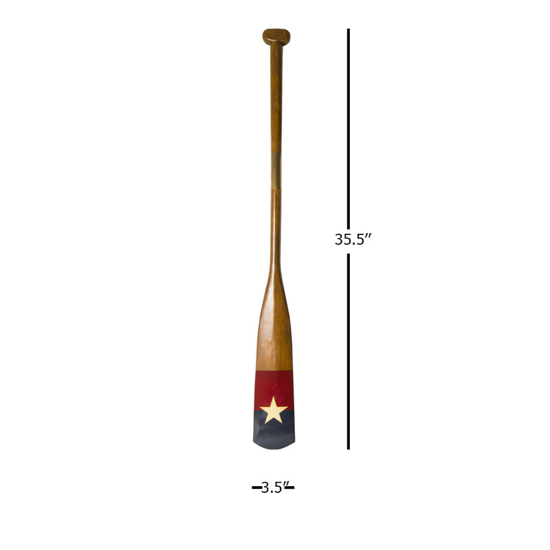 Solid Wood Nautical Decor Oar with Star Design, 35.5 inches