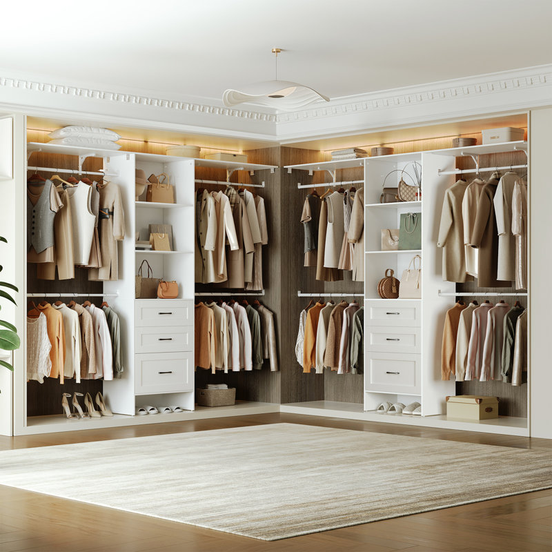 Closet Storage System, Closet System with 3 Drawers, Multifunctional Storage Wardrobe, Walk-in Wardrobe Organizer
